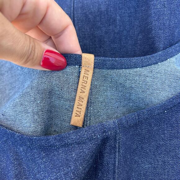 Merna Maita Denim Jumpsuit Tank Dark Wash Indigo Medium Jean One Piece - Picture 3 of 10